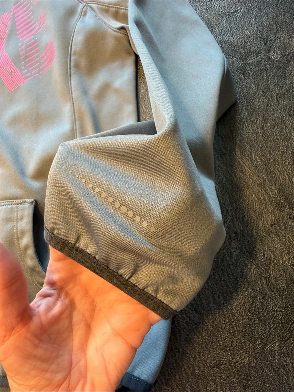 Nike Kids Gray Hoodie with Pink Logo size Small